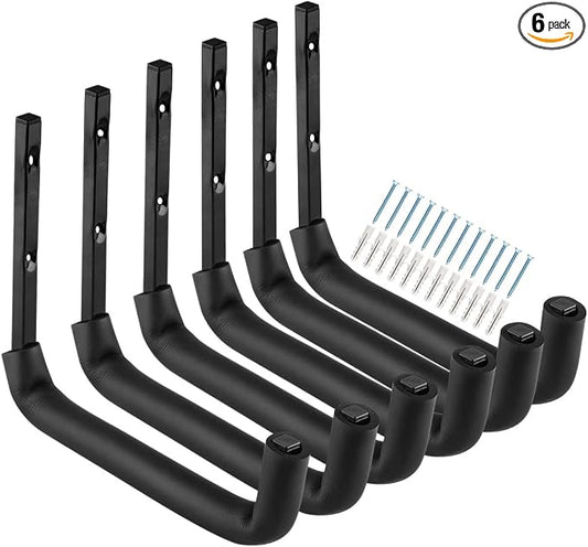 Garage Hooks, 10" Heavy Duty Garage Storage Tool Hangers, Wall Mount Storage Hooks for Garden Tools, Ladders, Bikes, Bulky Items