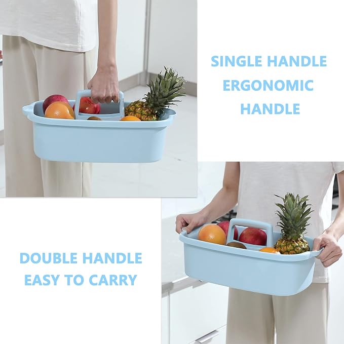 JiatuA Large Cleaning Supplies Caddy Portable Shower Caddy Basket Blue | Sturdy Supply Organizer with Handle Plastic Bucket Tool Storage for Bathroom Bedroom Kitchen Garden College Dorm Essentials