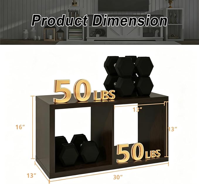 CTESNE【2026 Wooden Thick Frame】 2 Cube Storage Organizer Shelf with Anti-Tipping Kits + Reversible Open Back Bookcase, Horizontal and Vertical Dual-use (Chocolate Color 13in)