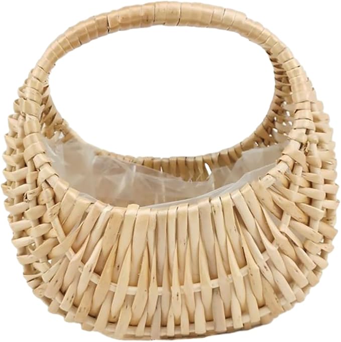 jojofuny Hand Woven Rattan Flower Basket for Home Storage Multi-functional Decorative Container for Organizing Flowers for Mother's Day and Spring Weddings