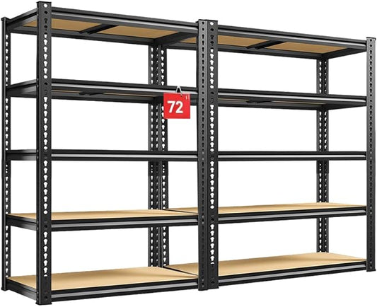 72" H Storage Shelves,Storage Shelves Heavy Duty,2400LBS Metal Shelving Units,Adjustable Garage Shelving Heavy Duty for Garage Storage,Warehouse,16"x35.5"x72",2 Pack