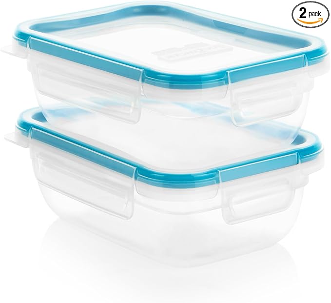 Snapware Plastic Total Solution 2-Pack (3-Cup) Food Storage Containers Set, Leakproof & Airtight Plastic Locking Lids Containers, Non-Toxic BPA-Free Lids, Microwave Dishwasher Freezer Safe