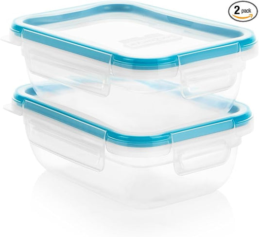 Snapware Plastic Total Solution 2-Pack (3-Cup) Food Storage Containers Set, Leakproof & Airtight Plastic Locking Lids Containers, Non-Toxic BPA-Free Lids, Microwave Dishwasher Freezer Safe