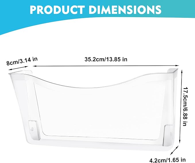 EASEPRES 6 Pack Clear Single Pocket Hanging File Organizer, Plastic Wall Mount Paper Mails Magazines Holder, Mounted Folder Bins for Office School and Home, 13.85x3.14x6.88 inches