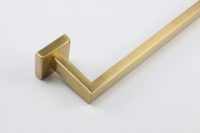 TocTen Bath Towel Rack - Square Base Thicken SUS304 Stainless Steel Towel Bar for Bathroom, Bathroom Accessories Towel Rod Heavy Duty Wall Mounted Towel Holder. (Brushed Gold, 12)