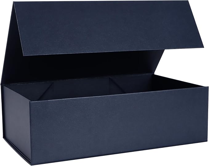 LFBOX Navy Blue Gift Box with Magnetic Lids 1 Pack | Large Bridesmaid Groomsman Proposal Boxes,13.8x8.3x4.4 in, Collapsible Rectangle Storage Box