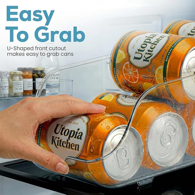 Utopia Kitchen Soda Can Organizer for Refrigerator & Pantry, 2 Pack, Clear | Durable Can Storage Organizer for Fridge & Kitchen Organization