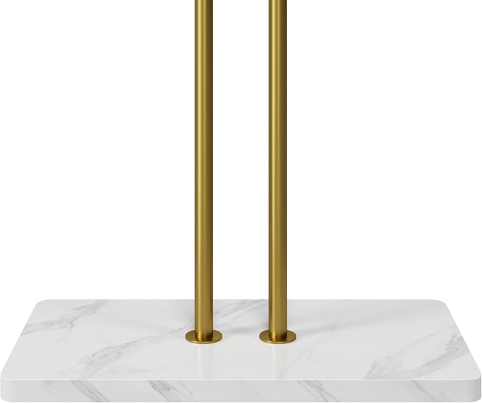 HOMEFORT Coat Rack, Freestanding Metal Coat Racks, Double-pole Clothes Hat Stand with 5 Hooks for Closet, Bedroom, Entryway, Living Room, Gold