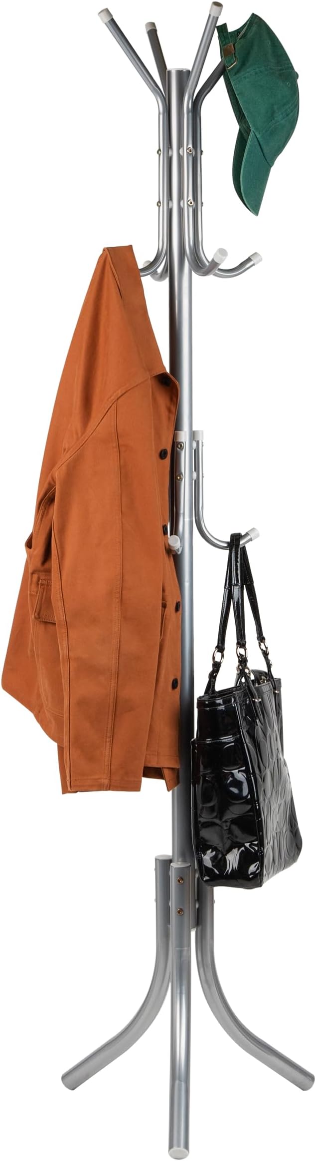 Mind Reader Freestanding Coat Rack, Multi-Tier Organizer for Office and Entryway, Metal, Silver