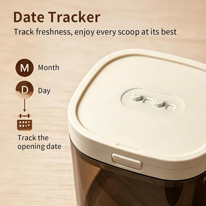 Airtight Food Storage Container with Magnetic Scoop & Built-in Leveler, 800ML Coffee Canister with Date Tracker, BPA Free UV Blocking Food Container for Coffee Beans, Ground Coffee, Tea, Sugar & Flour