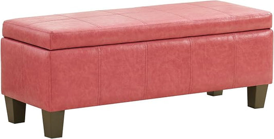 41" Storage Ottoman, Storage Bench with Safety Hinge, Upholstered Synthetic Leather Ottoman Bench for Bedroom, Living Room, Entryway, Hallway, Foot Rest, Support 500lbs
