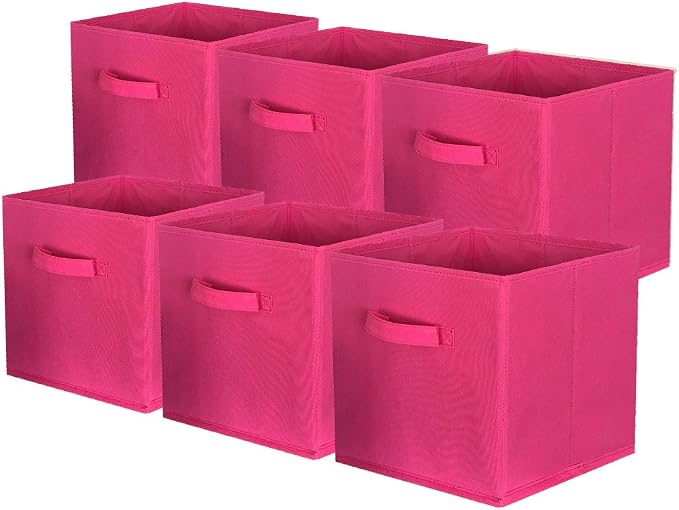 ShellKingdom Storage Bins, Foldable Fabric Storage Cubes And Cloth Storage | Storage Organizer For Closet And Toys, 10.5x10.5x11 INCH, 6 Pack (Fuchsia)
