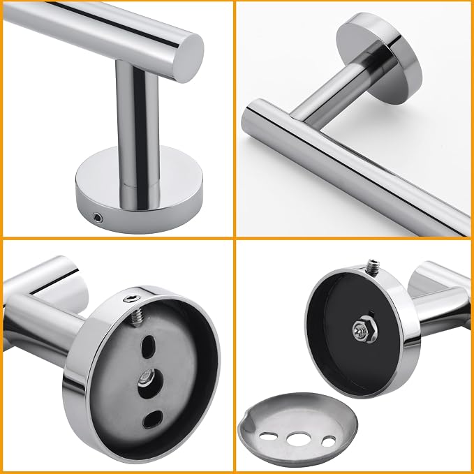 Towel Bar for Bathroom Polished Chrome, 33Inch Towel Rack Wall Mounted, Thicken Round Bath Towel Holder Rod SUS304 Stainless Steel, Heavy Duty Dish Cloths Hanger for Bathroom, Kitchen