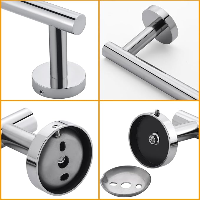 Towel Bar for Bathroom Polished Chrome, 27Inch Towel Rack Wall Mounted, Thicken Round Bath Towel Holder Rod SUS304 Stainless Steel, Heavy Duty Dish Cloths Hanger for Bathroom, Kitchen