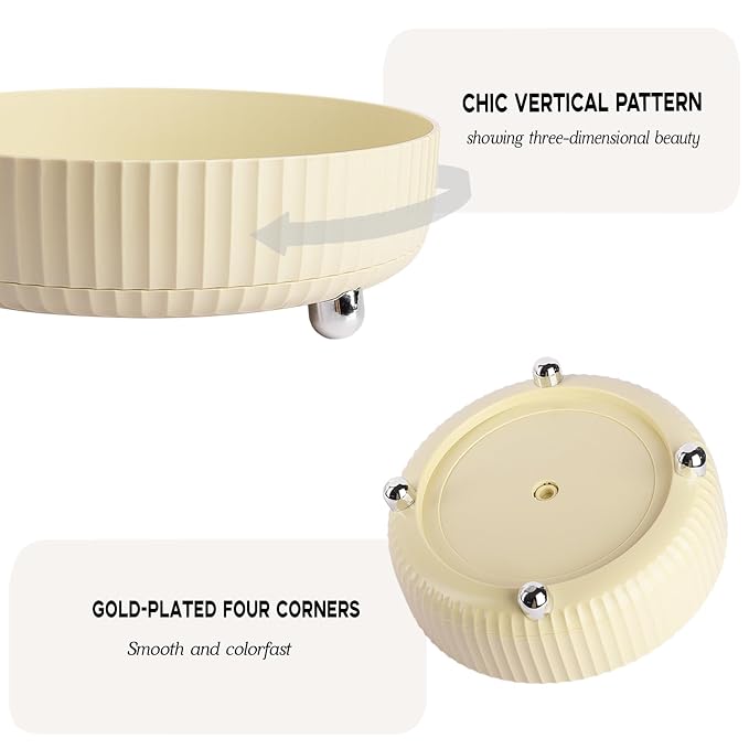 360 Rotating Makeup Perfume Organizer Skincare Tray, Small Beige | 360 Degree Spinning Lazy Susan Organizer Lotion Cosmetics Storage for Dresser, Vanity, Bathroom Countertop