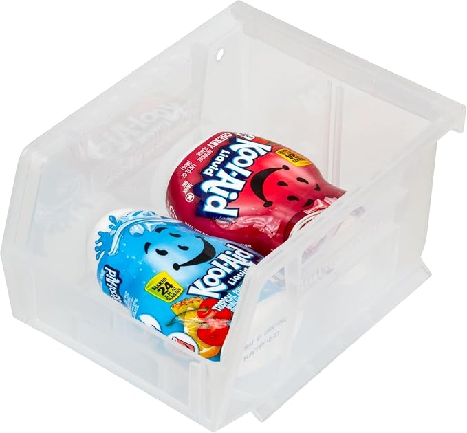 Akro-Mils 30210 AkroBins Plastic Storage Bins, 5"x4"x3", Clear, 24-Pack | Space-Saving Stackable Bins for Garage, Pantry, Craft Organization