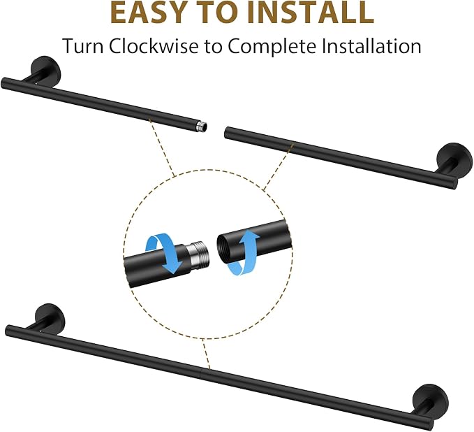 Luxbaro 30 Inch Matte Black Towel Bar, Thicken, Total Length 32-Inch | Towel Rack for Bathroom Wall, SUS304 Stainless Steel Towel Rod, Modern Home Decor