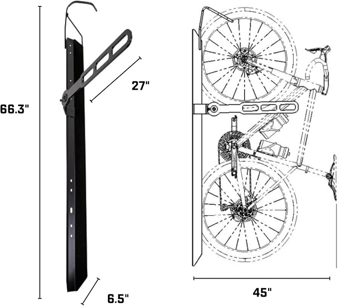 Saris Bike Trac Industrial Strength Vertical Bike Rack, Space Saving Bike Storage, Wheel Track, Full Length Tray, Perfect for Garage, Bike Hanger