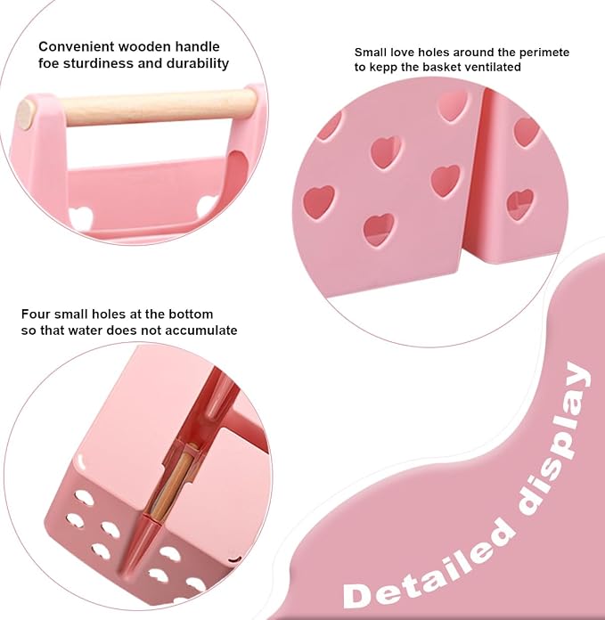 Portable Shower Caddy Plastic Shower Basket Organizer with Handle, Pink | Divided Bathroom Caddy Storage Cleanning Caddy Tote for College, Dorm Room, Kitchen