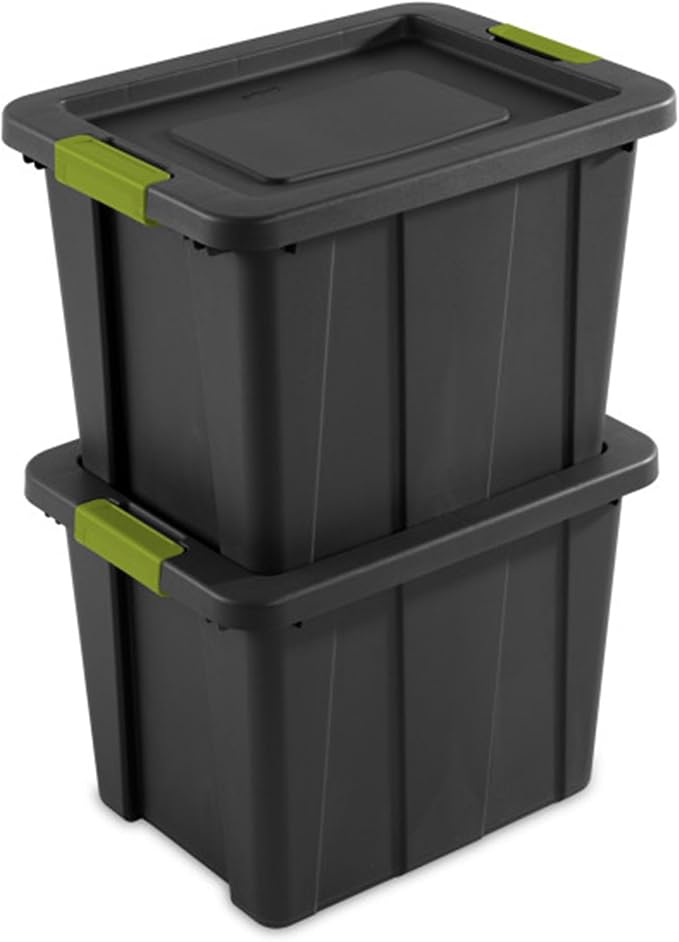 Sterilite Latching Tuff1 Tote Containers w/Lids, 18 Gallon, 18-Pack | Flat Gray, Large Plastic Storage Bins - Heavy-Duty Stackable Organizer Boxes for Home, Office, Basement, Closet, & Garage