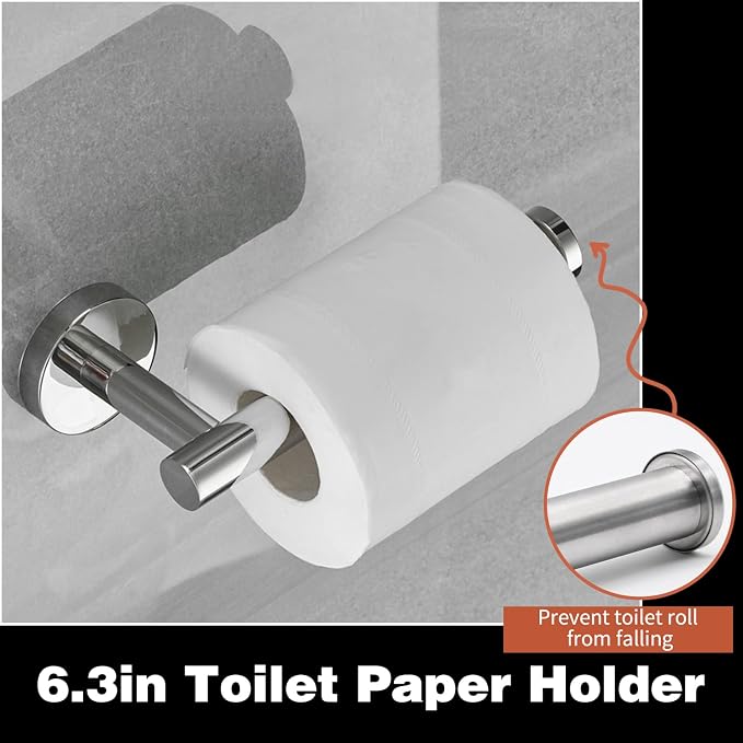 10pcs Bathroom Hardware Set, Brushed Nickel Bathroom Hardware Set, Including 16" Hand Towel Bars, Toilet Paper Holders, Towel Rings, Robe Towel Hooks | Including 16" Hand Towel Bars, Toilet Paper Holders, Towel Rings, Robe Towel Hooks