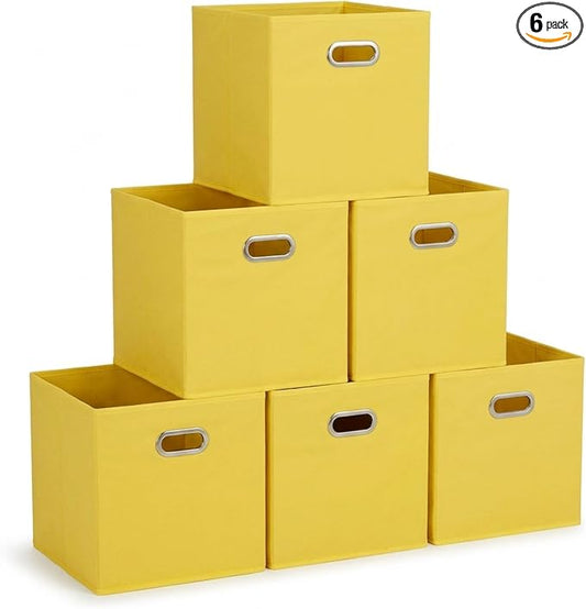 Household Essentials 6 ct Open Fabric Cube Storage Bins, Golden Yellow
