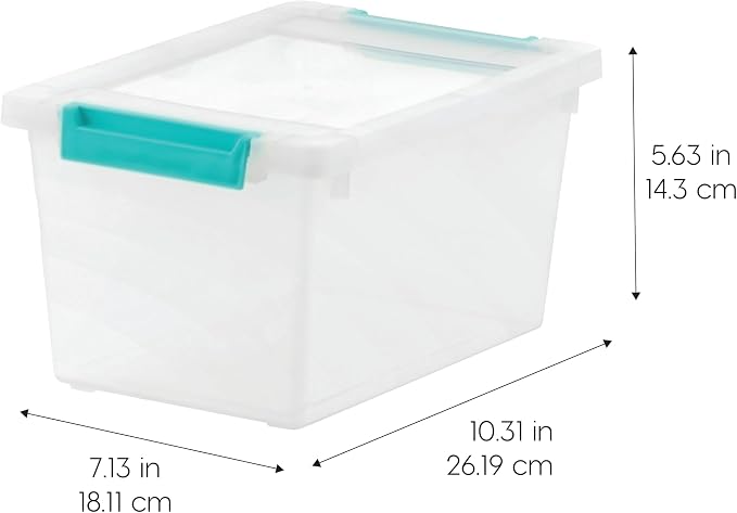 IRIS USA Storage Bins with Lids |Made in USA| 4 Qt - (6-Pack) - Clear | Sensory Craft Organizers, Plastic Clip Box Totes, Flat Containers for Organizing Paper, Office, Art & Study Supplies