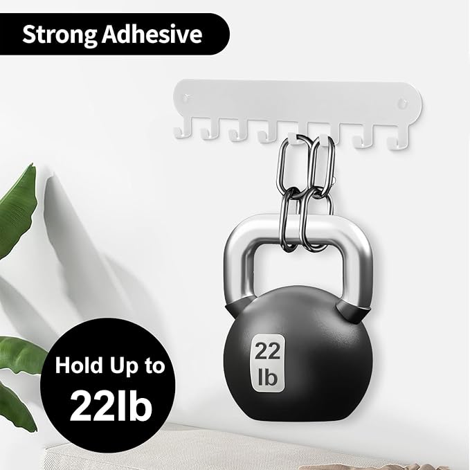 2 Pack Key Holder Wall Mount, Wall Mount Key Holder, White | Keys Holder On Wall, Key Hooks with 8 Hooks, Key Rack for Wall No Drill for Living Room, Kitchen, Bathroom, Garage