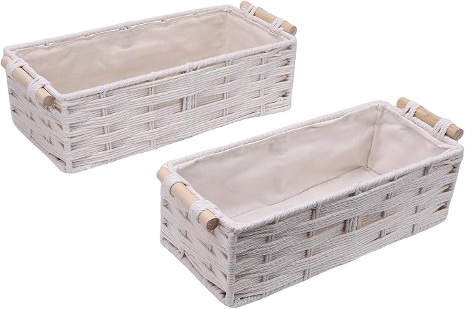 2X woven storage basket, set of bohemian decorative baskets, rattan woven decorative storage baskets suitable for home decoration, bedroom