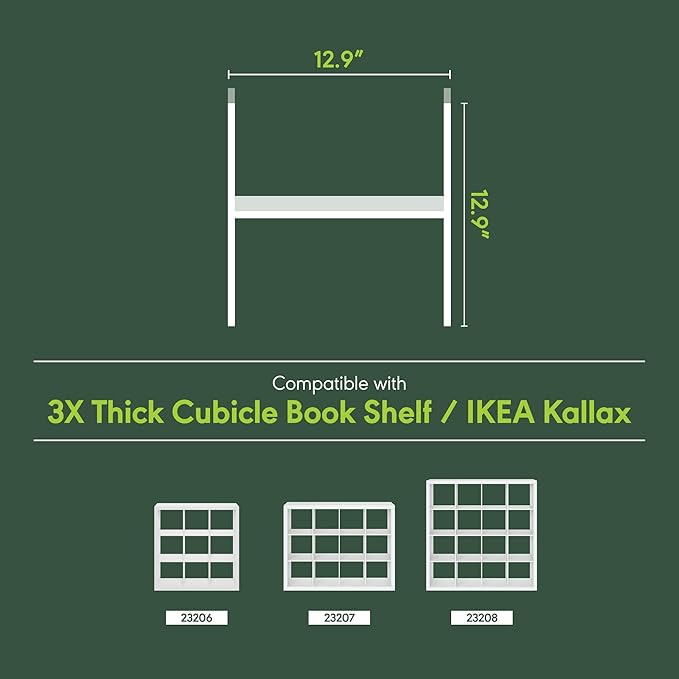 Furinno Cubicle H-Shelf Cube Insert, 2-Tier Cube Organizer, Dark Oak | 12.9W x 12.9H, Shelf Accessory, Fits into Furinno Triple Thick Cubes, IKEA Kallax, for Organizers and Storage
