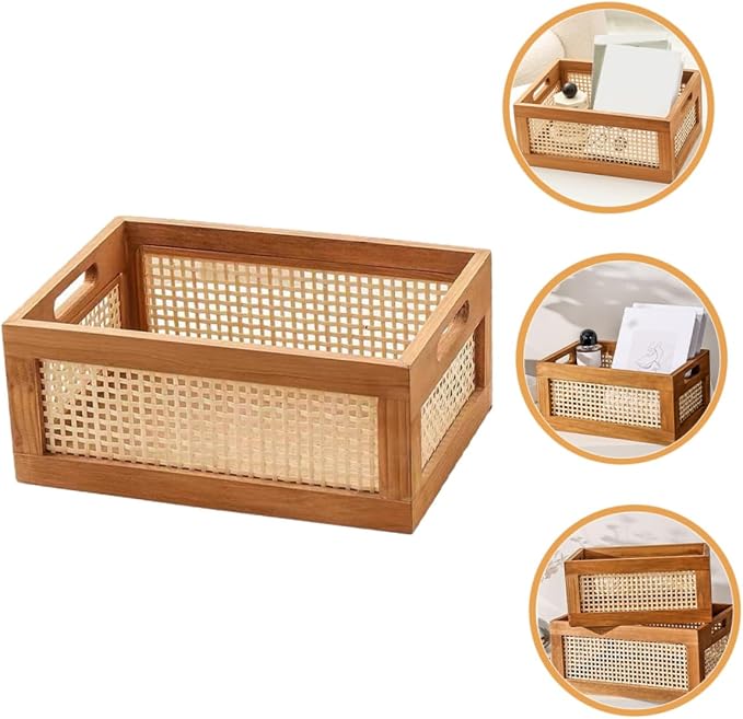 Handmade Woven Storage Basket Capacity Decorative Box for Organizing Sundries for Kitchen Living Office and More