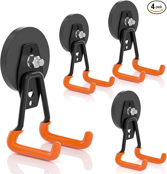 ENUODA Strong Magnetic Hooks Heavy Duty Upgraded Magnetic Tool Holder Rare Earth Magnets with Hooks for Hanging Wreath, Garden Tool, Toolbox, Shovel, Broom, Garage, Tool Chest, Organization, 4PCS