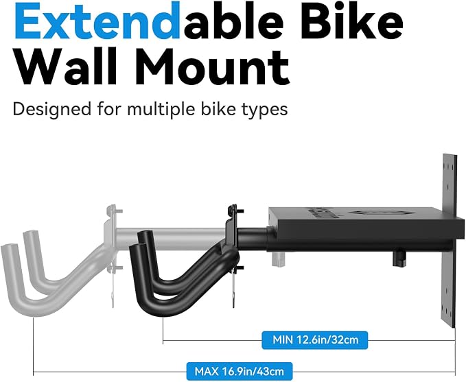 Housolution Bike Wall Mount Horizontal with Shelf EVA Foam Padded | Bike Hooks for Garage up to 48.5LBS, Carbon Steel, Adjustable Bikes Wall Hanger for Road, Mountain and Hybrid Bikes