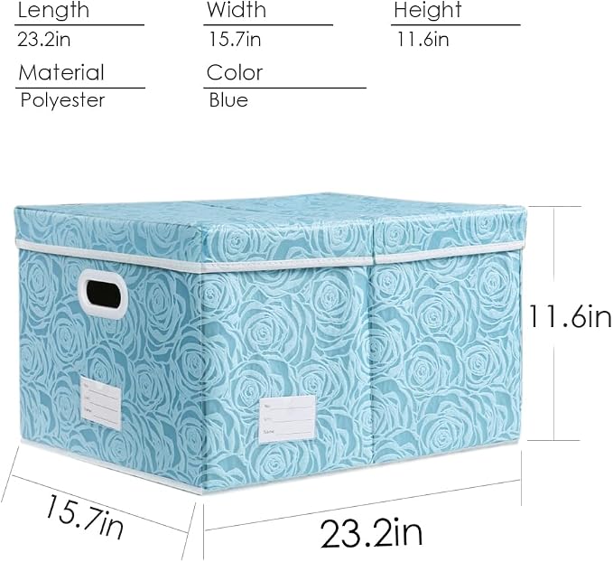 PRANDOM Jumbo Collapsible Storage Cubes with Lids Fabric Decorative Storage Bins Boxes Organizer Baskets with Cover Handles for Bedroom Closet Living Room 23.2x15.7x11.8 Inch 3 Pack