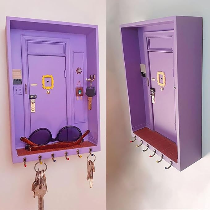 TOIVO Friends Key Holder for Wall，Friends Tv Show Merchandise Gifts，Easy Installation Key Rack for Entryway and Home Decor，Wall Decor Organizes Keys and Purses While Enhancing Your Room’s Look (Wood)