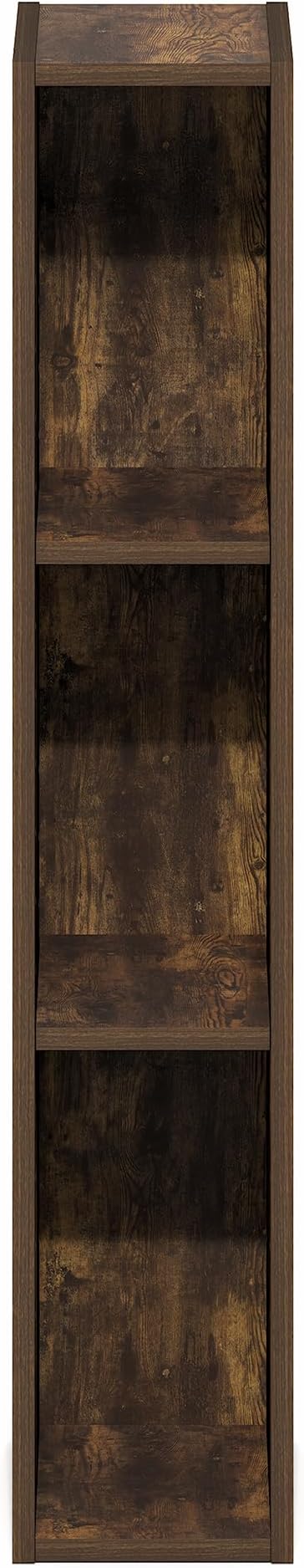 Furinno Fulda Book Shelf, 3-Tier Narrow Bookshelf, Bookcase with 6-in Width Storage Shelf, 9.3 x 5.9 x 31.5, for Living Room, Bedroom, Home Office, Amber Pine