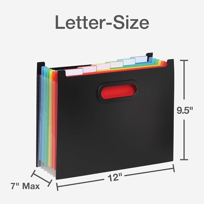Pendaflex 7-Pocket Expanding File, with Customizable Colored Tabs, Black File Organizer, Portable Expanding File, Accordion File Organizer (52401)