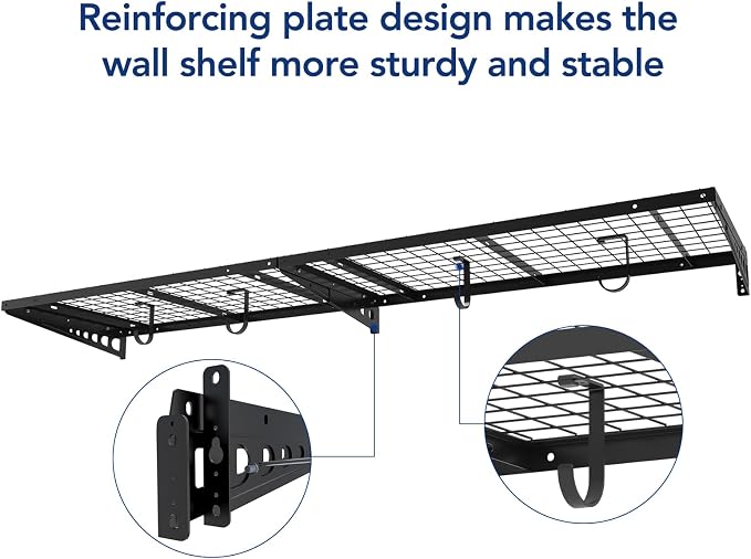 FLEXIMOUNTS 2 Pack 2x4ft Garage Storage with 4 Hooks, Black | 24x48 in, 660 lb Capacity, Heavy-Duty Steel, For Garage & Workshop, Storage Bins, Garden Tools, Pro Series