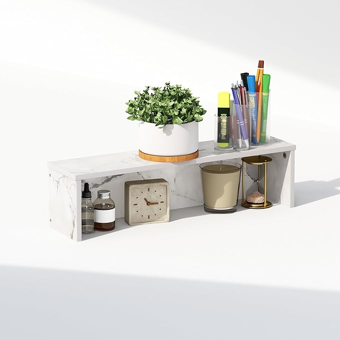 Furinno Classic Desk Organizers and Accessories, 23-Inch Desk Organizer, Desktop Organizer, for Office Supplier, Marble White