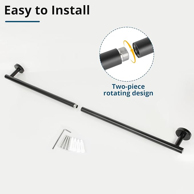 SAYAYO Black Towel Bar for Bathroom, Towel Rack Wall Mounted 31.5 Inch, Towel Rod Towel Holder SUS304 Stainless Steel (Hanging Length 29-Inch)