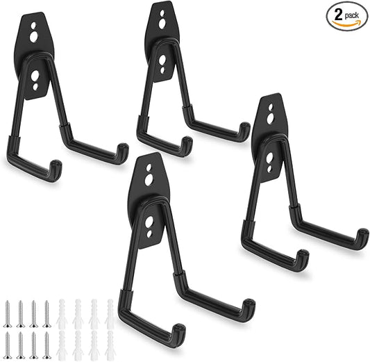 ENUODA Garage Hooks Heavy Duty Garage Storage Hooks Utility Steel Wall Mount Hanger for Hanging Garden Tools, Power Tools, Bike, Ladder, Shovel, Broom, Hose, Bulk Items, 4 Pack