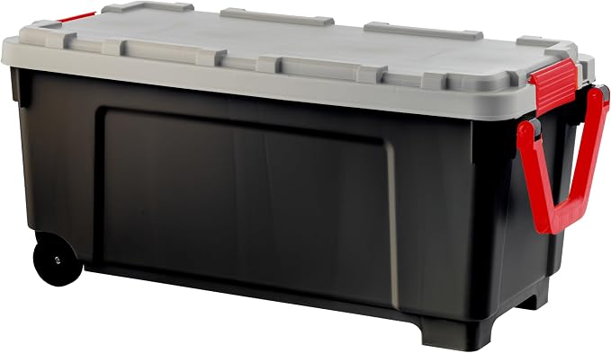 IRIS USA 2-Pack 43 Gallon Lockable Storage Trunk TrailBox, Dark Gray/Gray | High-capacity design secures overlanding gear, camping equipment, truck accessories and bulky cargo