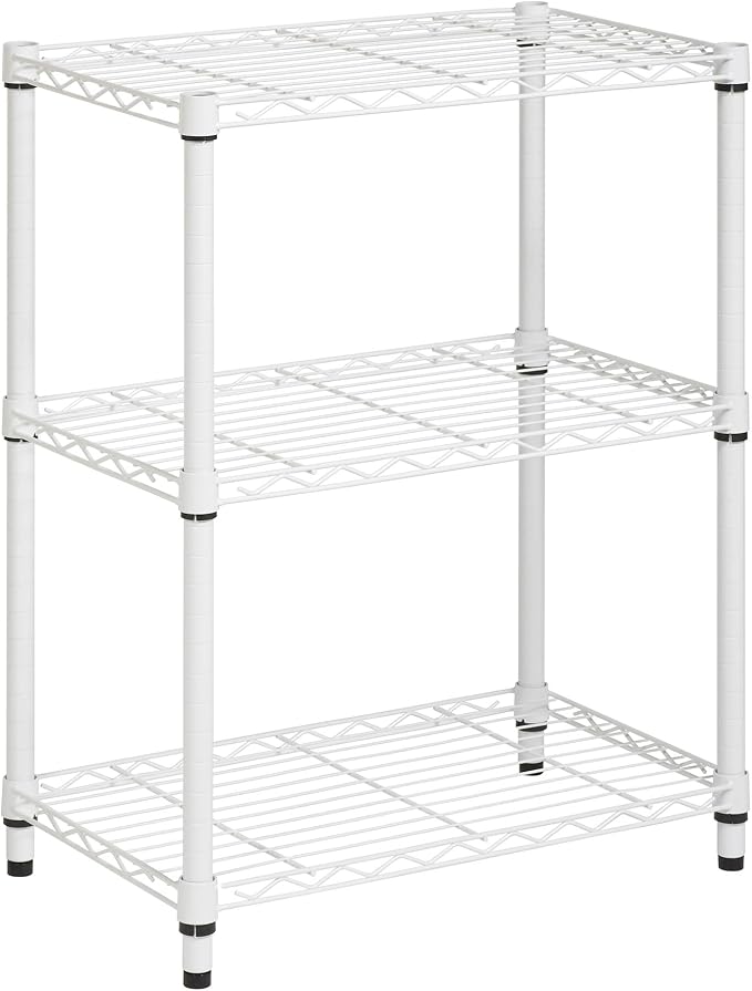 Honey-Can-Do 3-Tier White Wire Shelf, NSF, 250 lb/Shelf, 14x24x30 in | 750 lb total; NSF-certified steel; adjustable rust-resistant shelves for closet, kitchen & garage; no tools needed