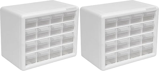 Akro-Mils 16-Drawer Plastic Drawer Storage Cabinet for Garage Organization, Beads, Makeup Organizer, Building Bricks Storage, Teacher Toolbox, 10-1/2-Inch W x 6-1/2-Inch D x 8-1/2-Inch H, 10116 White