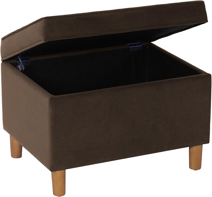 Spatial Order 24" Dinah Collection Storage Ottoman - Chocolate Brown Velvet