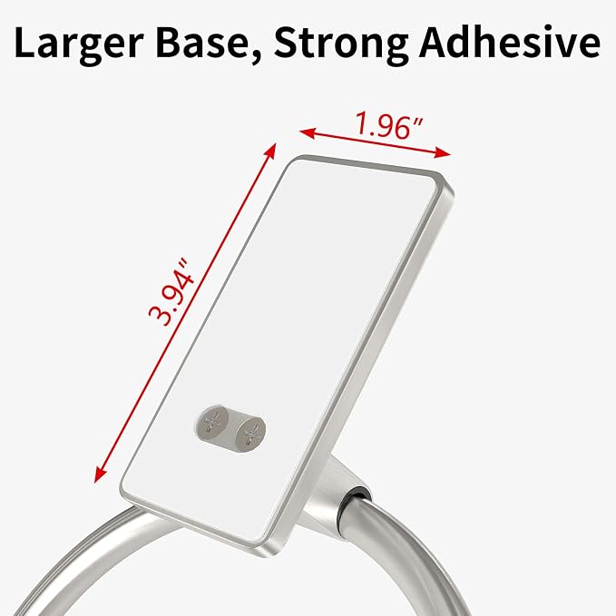 STWWO Hand Towel Holder for Bathroom, Brushed Nickel Towel Ring Adhesive | Bathroom Towel Holder Self Adhesive for Bath RV Kitchen, No Drill Hole