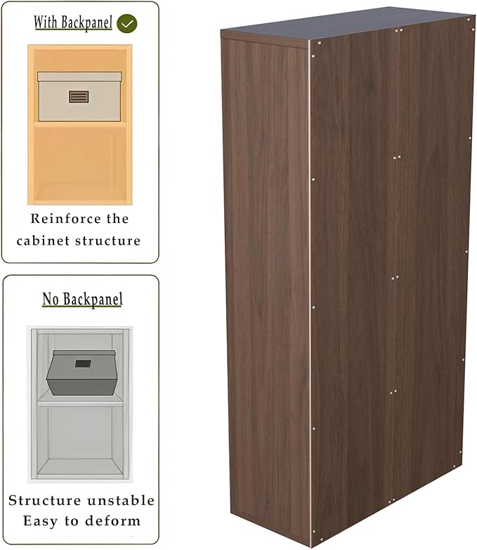 OSCHF 8-Cube Storage Shelf Bookcase, Walnut | Wooden 4-Tier Open Bookshelf, Fits 11×11" Bins, Vertical or Horizontal Use, Full Back Panels, For Home Office