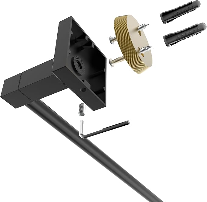 RUACQ Adjustable Towel Bar, Towel Racks for Bathroom Wall Mounted, Black | Adjust 13.8 to 24 inch Single Towel Rod, Bath Towel Holder, 304 Stainless Steel, Rustproof, Square Base, Heavy Duty, Modern