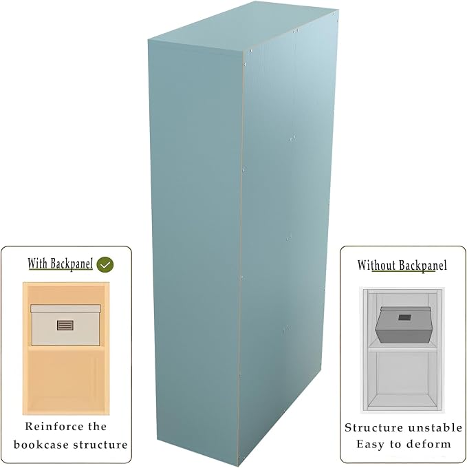 OSCHF 8-Cube Storage Shelf Bookcase, Light Blue | Wooden 4-Tier Open Bookshelf, Fits 11×11" Bins, Vertical or Horizontal Use, Full Back Panels, For Home Office