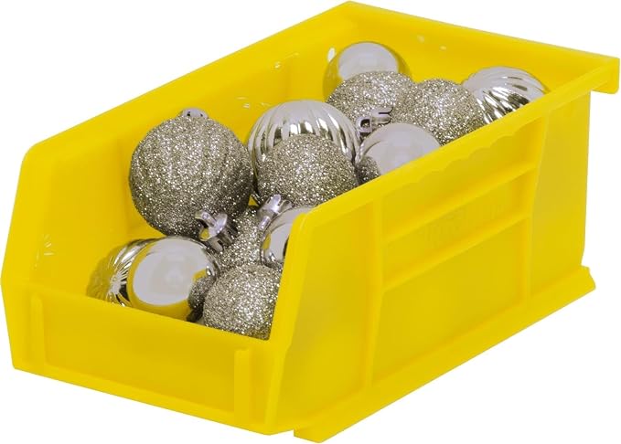 Akro-Mils 30220 AkroBins Plastic Storage Bins, 7"x4"x3", Yellow, 24-Pack | Space-Saving Stackable Bins for Garage, Pantry, Craft Organization